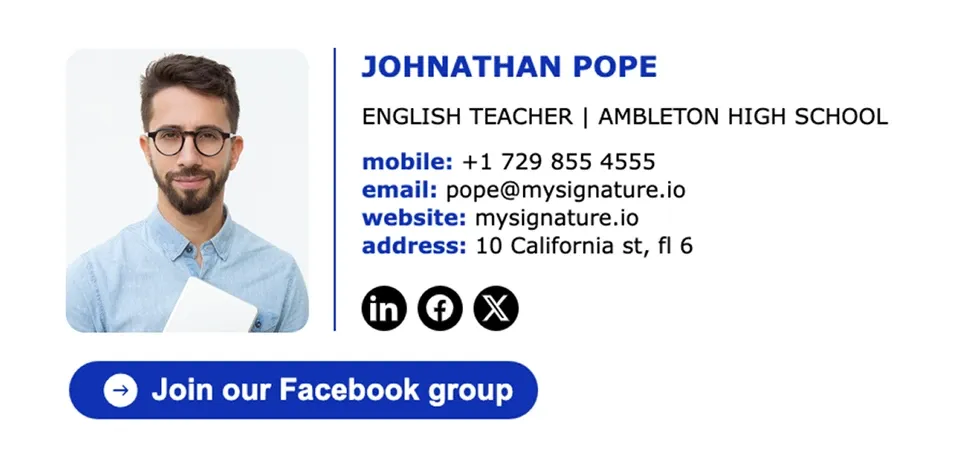 Signatures d’email professionnelles pour enseignant
