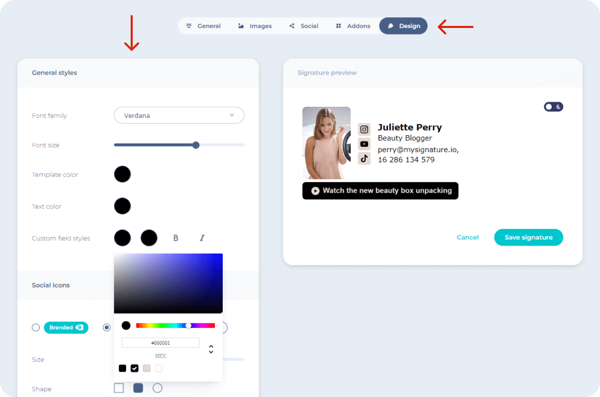 colors email signatures