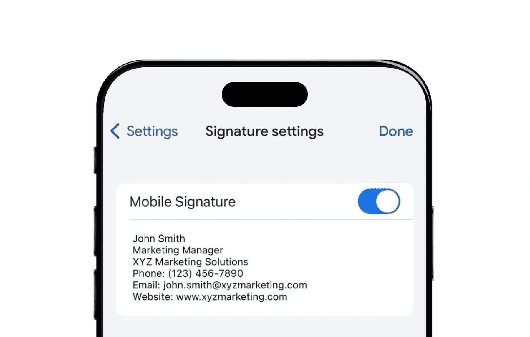 signature settings