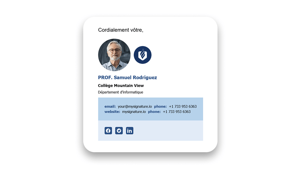 Example of the formal Email Signature