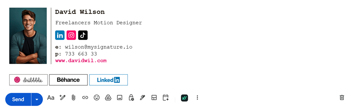 Email Signature for the Freelance motion Designer