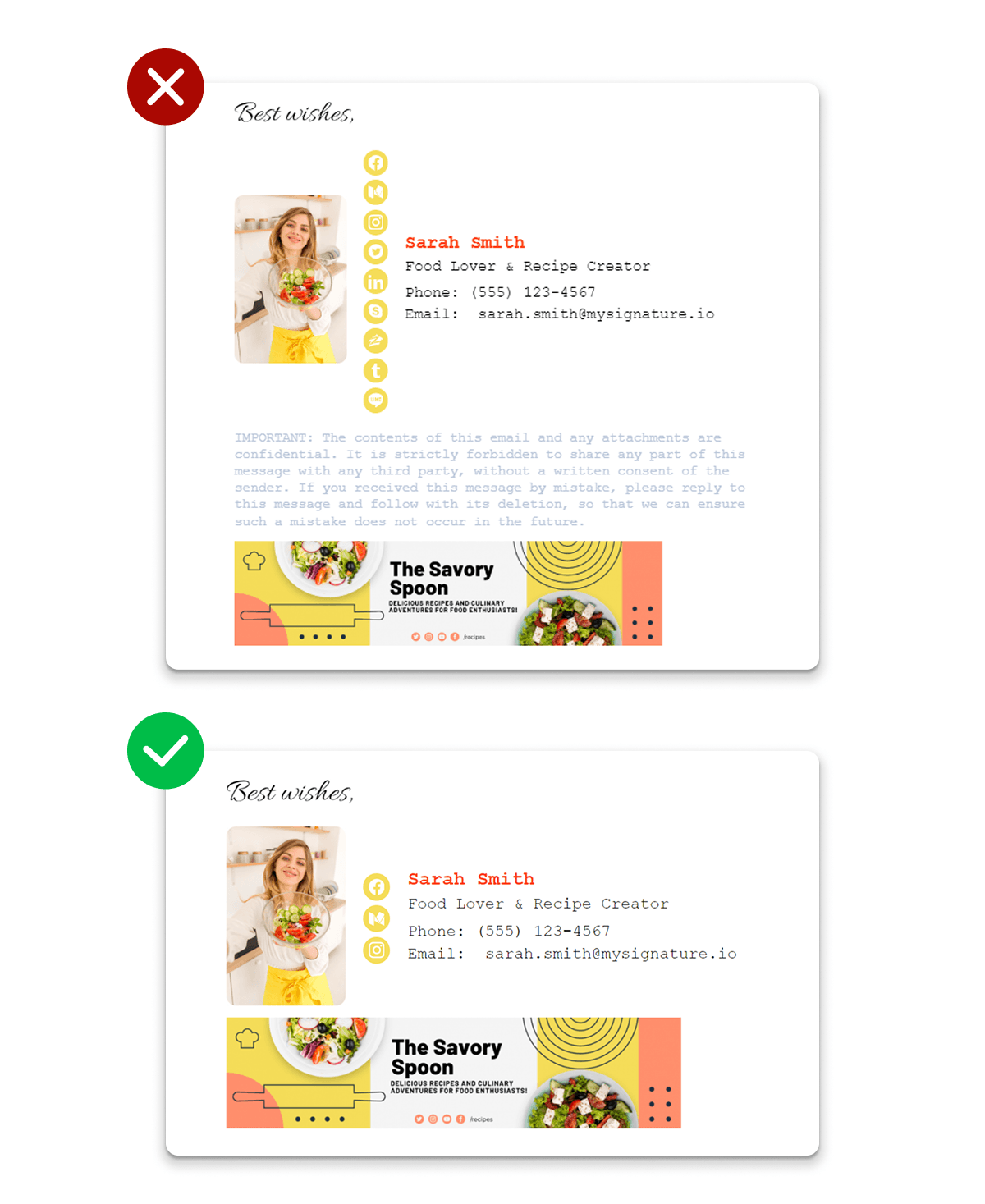 Email Signature Mistake Excessive Links or Icons
