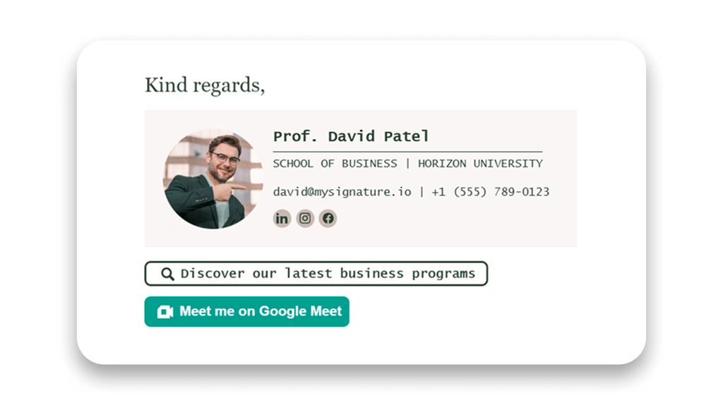 Email Signature for the Professor