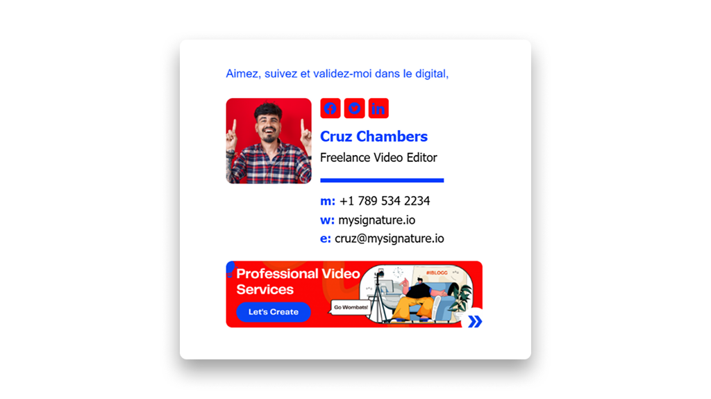 Email Signature for Freelance Video Editor with Sign Off